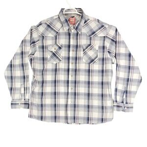 Wrangler RED XX‎ Large Plaid Western Shirt Long Sleeve Snap Button Up